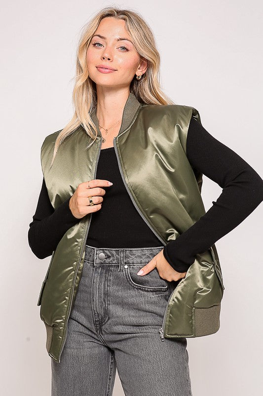 Satin Bomber Vest