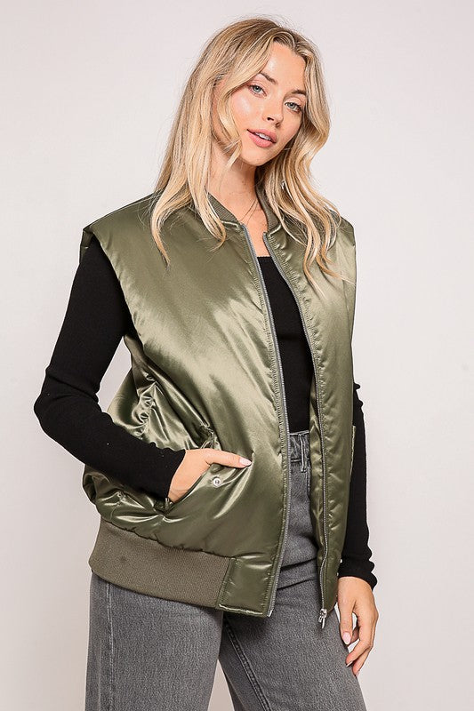 Satin Bomber Vest