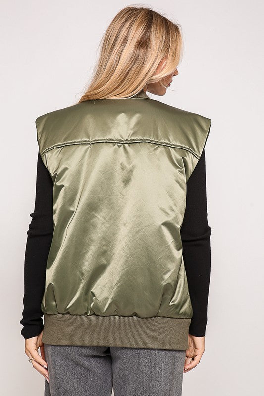 Satin Bomber Vest