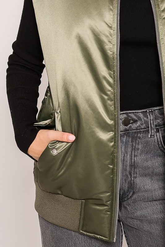 Satin Bomber Vest