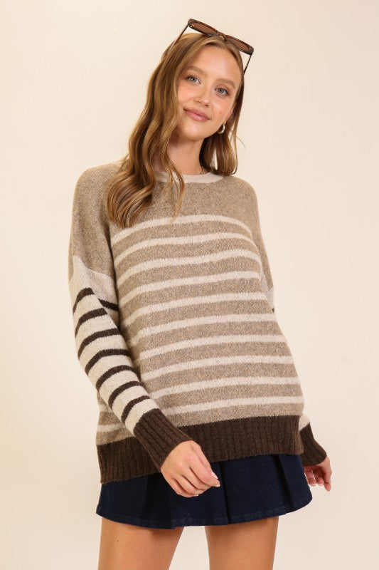 The Cozy Contrast Mixed-stripe Pullover Sweater