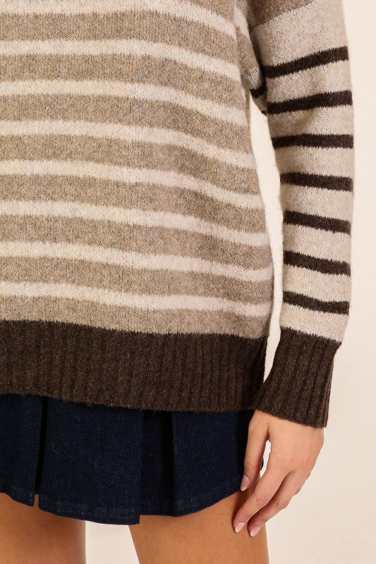 The Cozy Contrast Mixed-stripe Pullover Sweater
