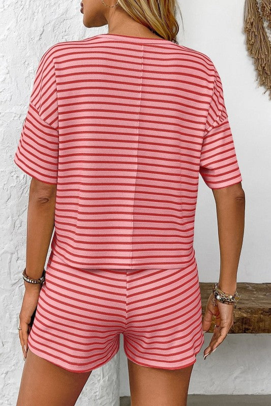 Striped Lounge Set Casual Two Piece Shorts Set