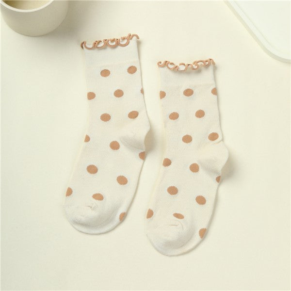 Ruffled Polka Dot Crew Socks