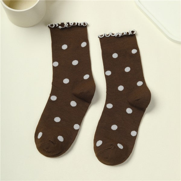 Ruffled Polka Dot Crew Socks