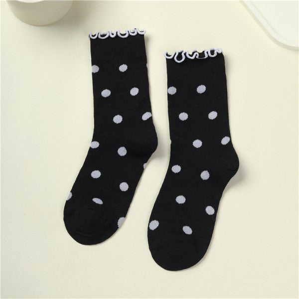 Ruffled Polka Dot Crew Socks