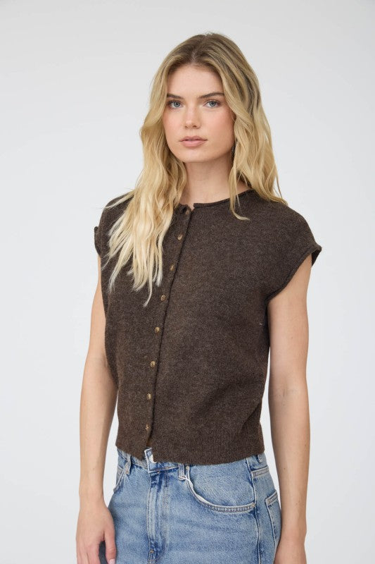 Raw Edge Sleeveless Lightweight Cardigan