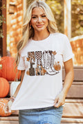 Fall Letter Print Western Thanksgiving Graphic T-shirt