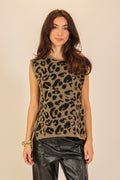 Leopard Print Side-tie Sweater Vest Top
